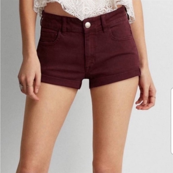 American Eagle Outfitters Pants - American Eagle Outfitters AE Burgundy High Rise Shortie Women's Shorts Size 6